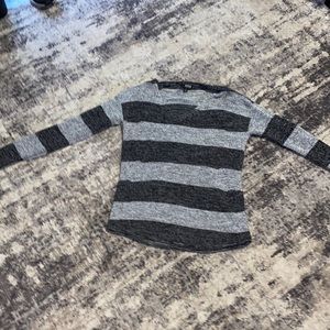 Black and grey striped long sleeve shirt